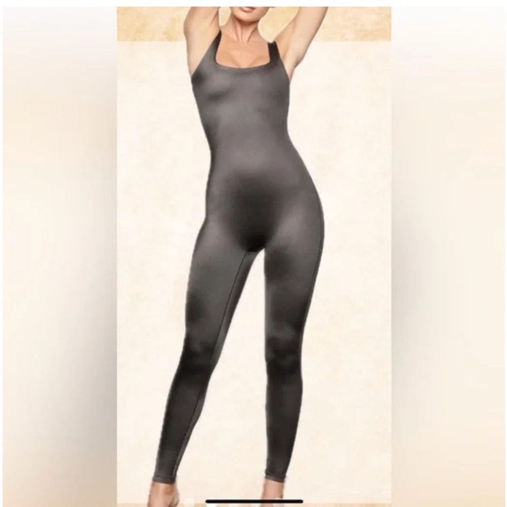 Skims shiny Black catsuit Bodysuit